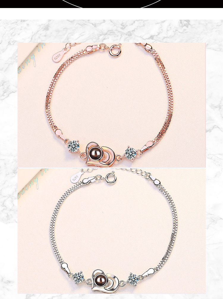 Simple Style Heart Shape Copper Zircon Bracelets In Bulk display picture 5