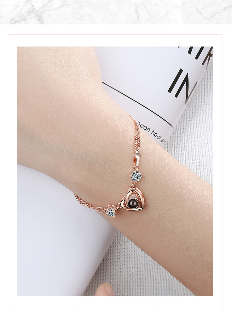 Style Ig Style Simple Forme De Cœur Le Cuivre Zircon Bracelets En Masse display picture 6