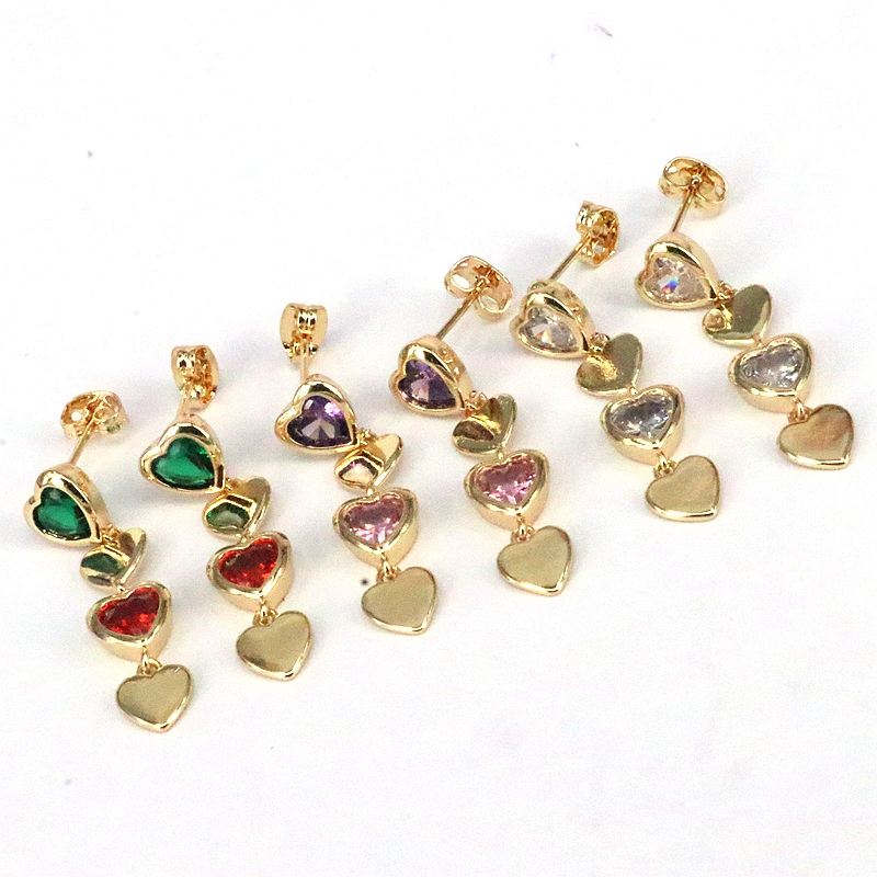 1 Pair Vintage Style Simple Style Heart Shape Plating Inlay Copper Zircon Gold Plated Drop Earrings display picture 1