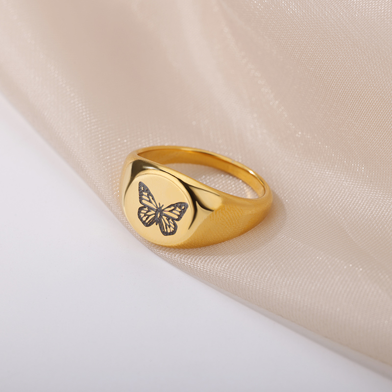 Vintage Style Pastoral Simple Style Star Bee Butterfly Stainless Steel Plating 18k Gold Plated Rings display picture 6