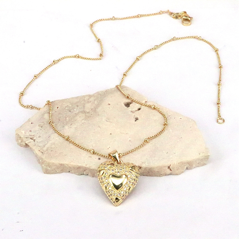 Romantic Cross Star Heart Shape Copper 18k Gold Plated Zircon Pendant Necklace In Bulk display picture 2