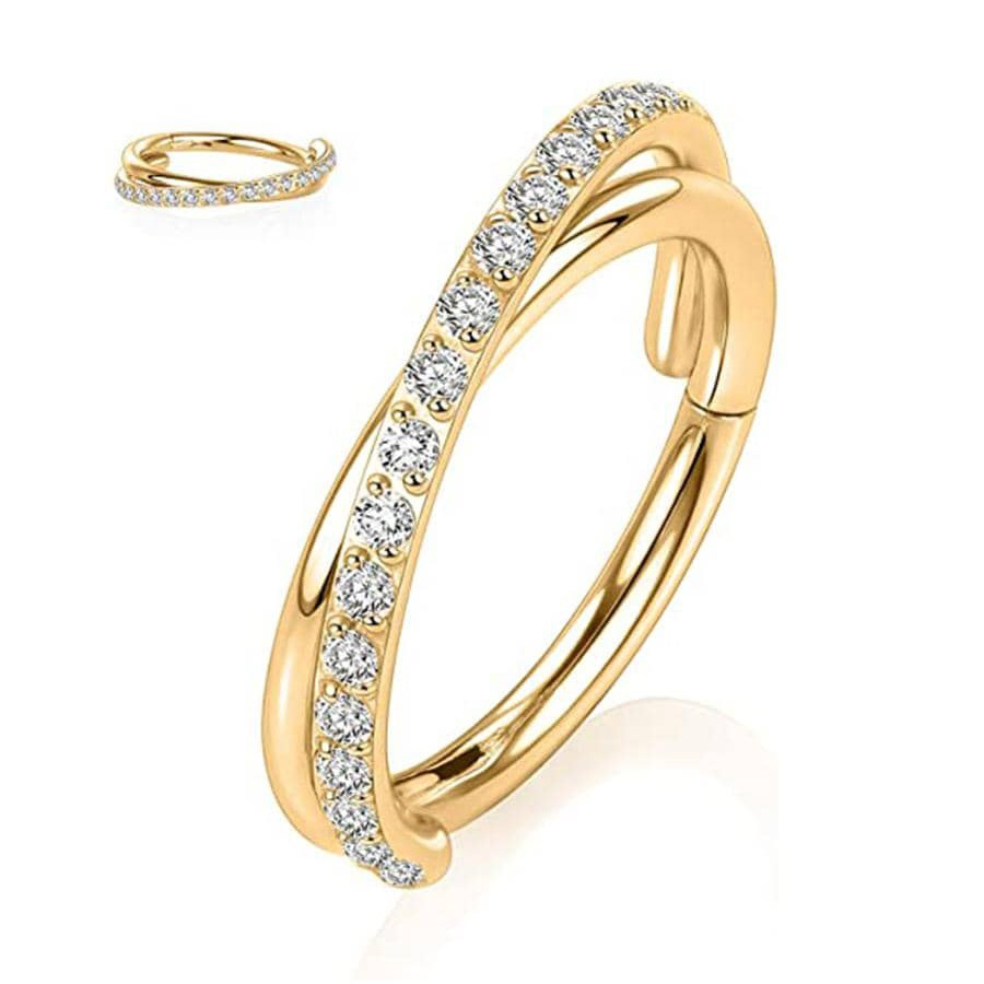 1 Piece Nordic Style Roman Style British Style Solid Color Plating Inlay Carving Stainless Steel Titanium Steel Zircon 18k Gold Plated Gold Plated Earrings display picture 3