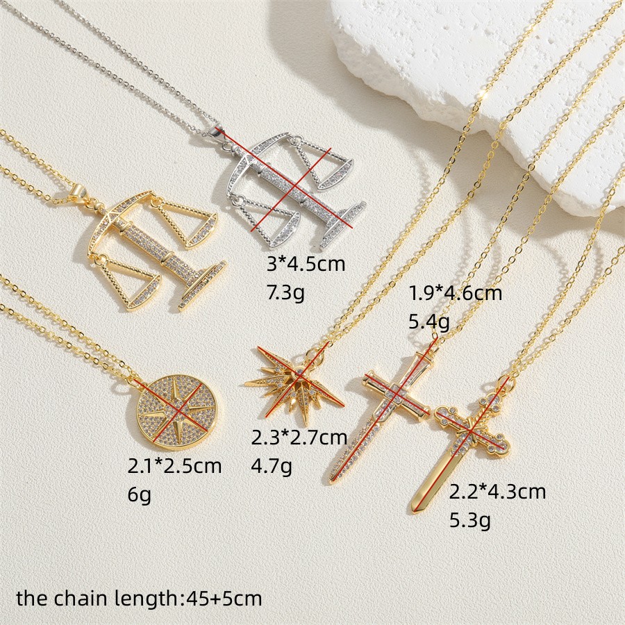 Elegant Simple Style Commute Hexagram Copper 14k Gold Plated White Gold Plated Zircon Pendant Necklace In Bulk display picture 8