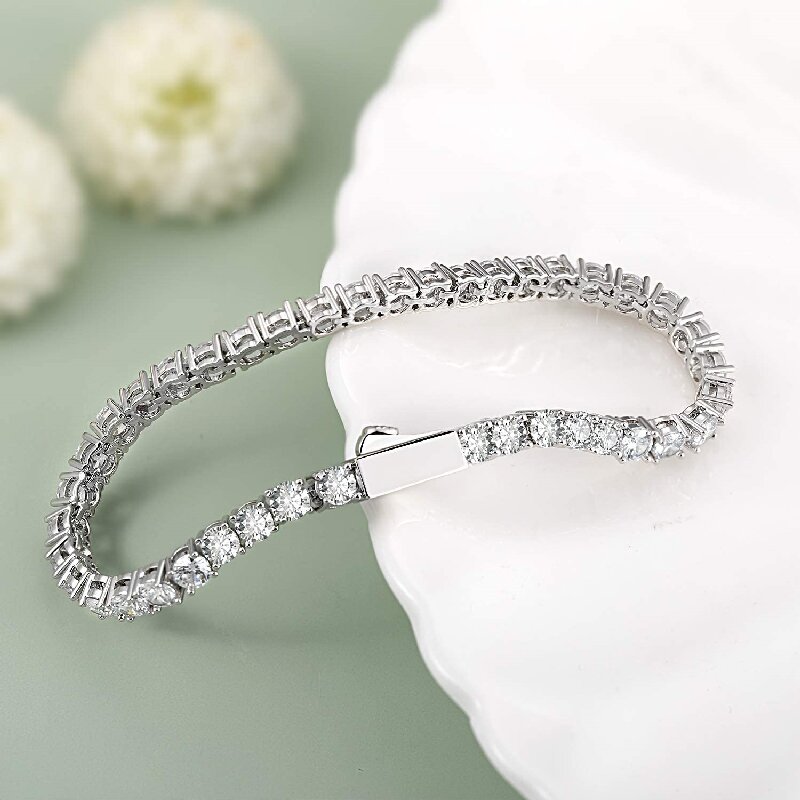 Casual Elegant Solid Color Copper 18k Gold Plated White Gold Plated Zircon Tennis Bracelet In Bulk display picture 1