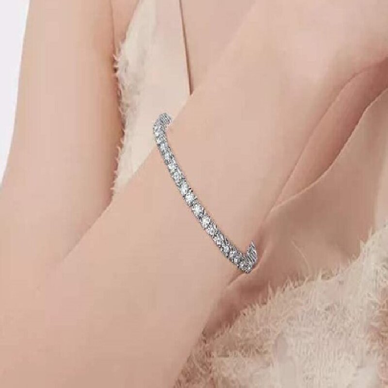 Casual Elegant Solid Color Copper 18k Gold Plated White Gold Plated Zircon Tennis Bracelet In Bulk display picture 2
