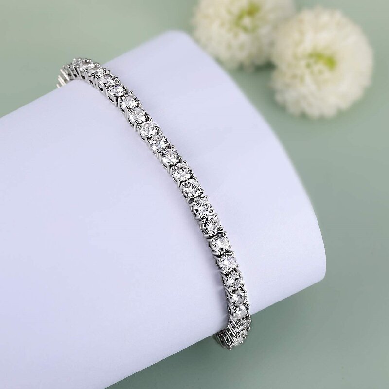 Casual Elegant Solid Color Copper 18k Gold Plated White Gold Plated Zircon Tennis Bracelet In Bulk display picture 3
