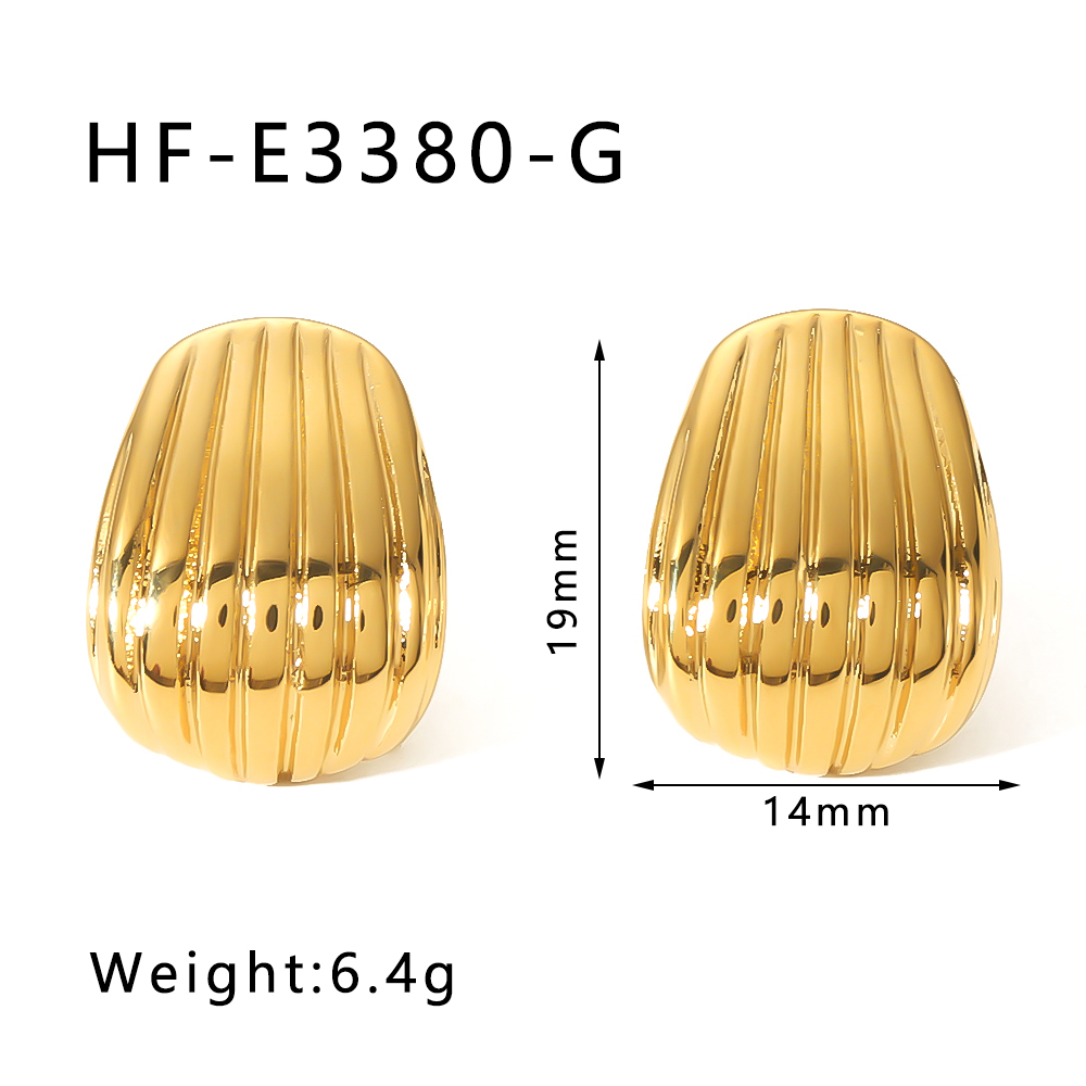 1 Pair IG Style Vintage Style Simple Style Shell Plating Stainless Steel 18K Gold Plated Ear Studs display picture 5