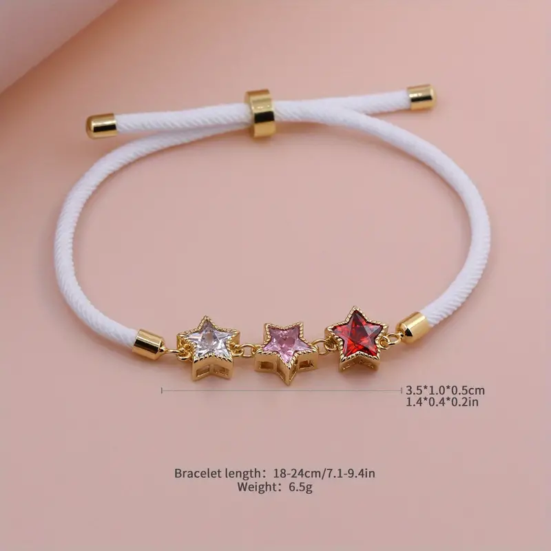 Lady Romantic Shiny Star Rope Copper Plating Inlay Zircon 18k Gold Plated Women's Drawstring Bracelets display picture 2