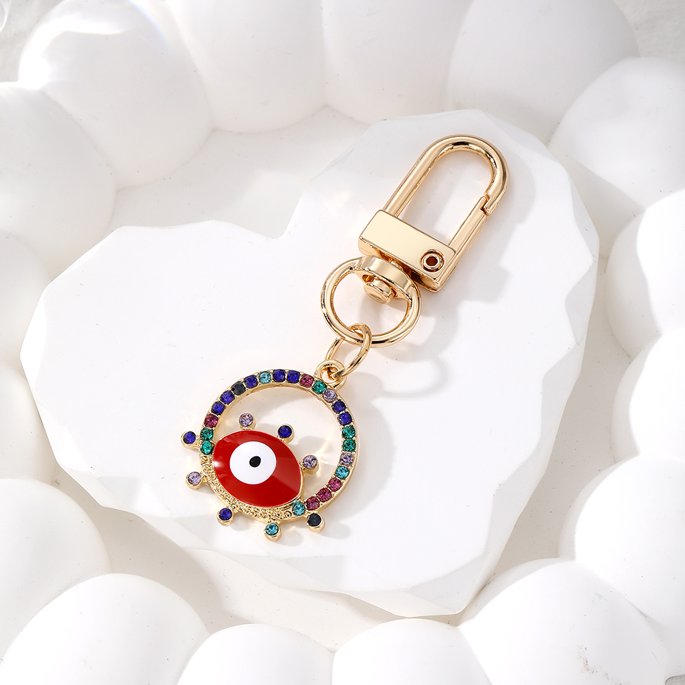 Cute Simple Style Classic Style Devil's Eye Alloy Enamel Inlay Rhinestones Keychain display picture 4