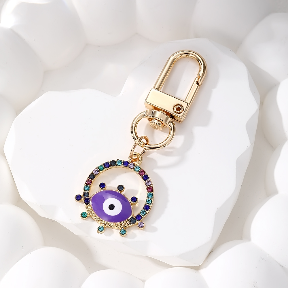 Cute Simple Style Classic Style Devil's Eye Alloy Enamel Inlay Rhinestones Keychain display picture 1
