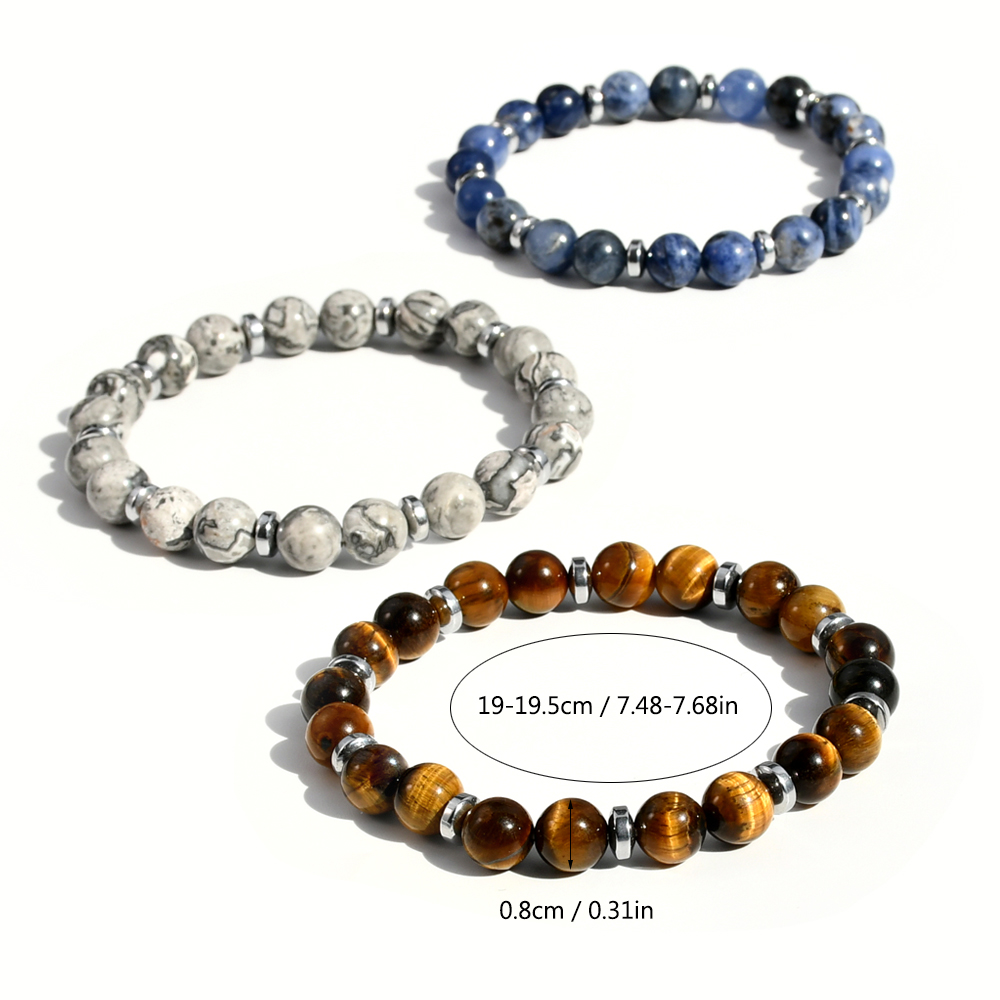 Handmade Multicolor Natural Stone Beaded Plating Silver Plated Bracelets display picture 3