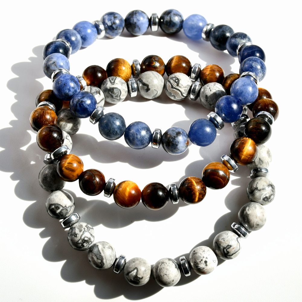 Handmade Multicolor Natural Stone Beaded Plating Silver Plated Bracelets display picture 5