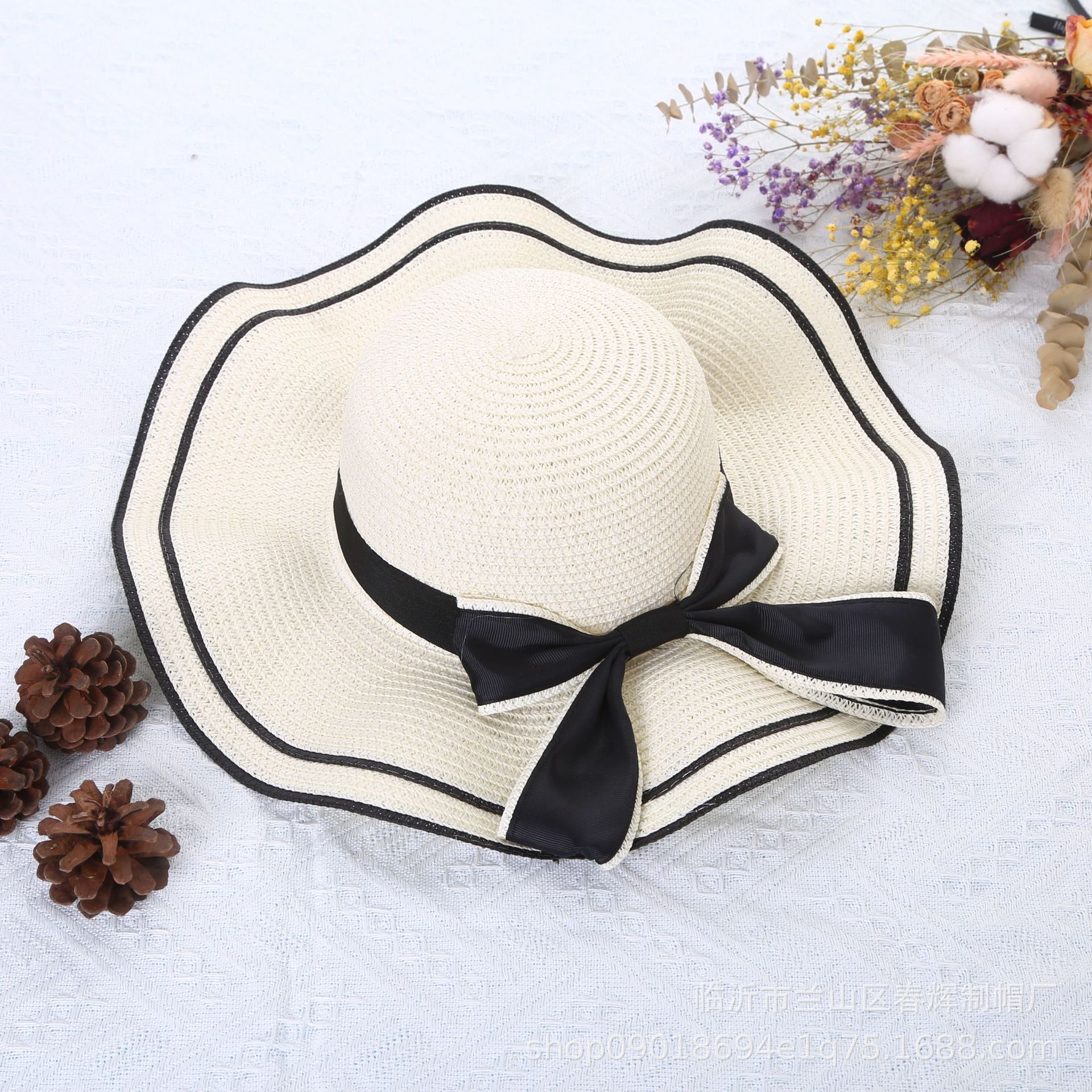 Women's Glam Lady Pastoral Solid Color Bowknot Side Of Fungus Straw Hat display picture 2