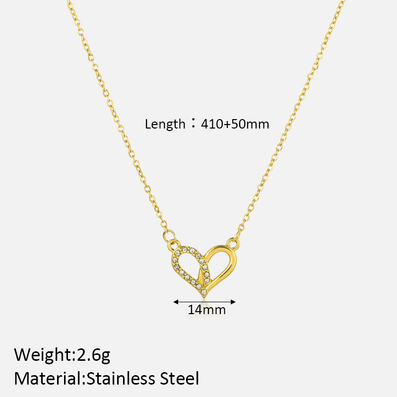 Stainless Steel Elegant Plating Inlay Heart Shape Solid Color Artificial Diamond Pendant Necklace display picture 2