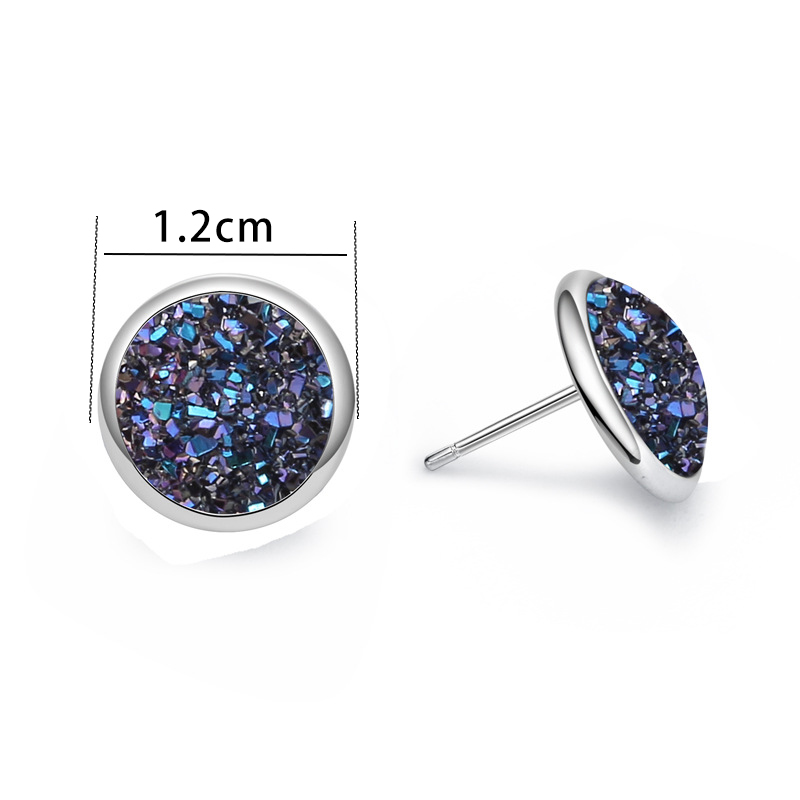 1 Pair Sweet Round Inlay Copper Artificial Crystal Ear Studs display picture 2