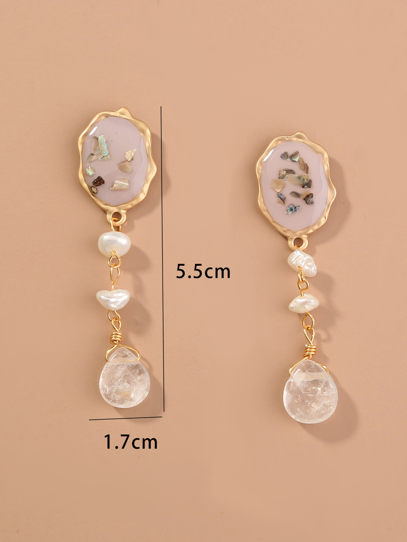 1 Pair Ethnic Style Irregular Beaded Inlay Freshwater Pearl Copper Shell Drop Earrings display picture 1