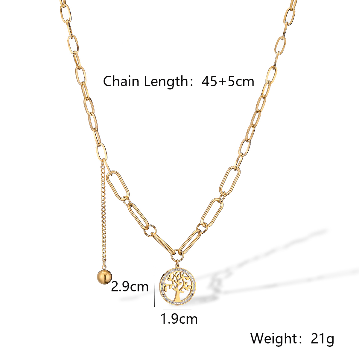 304 Stainless Steel 18K Gold Plated Simple Style Commute Plating Inlay Life Tree Zircon Pendant Necklace display picture 1