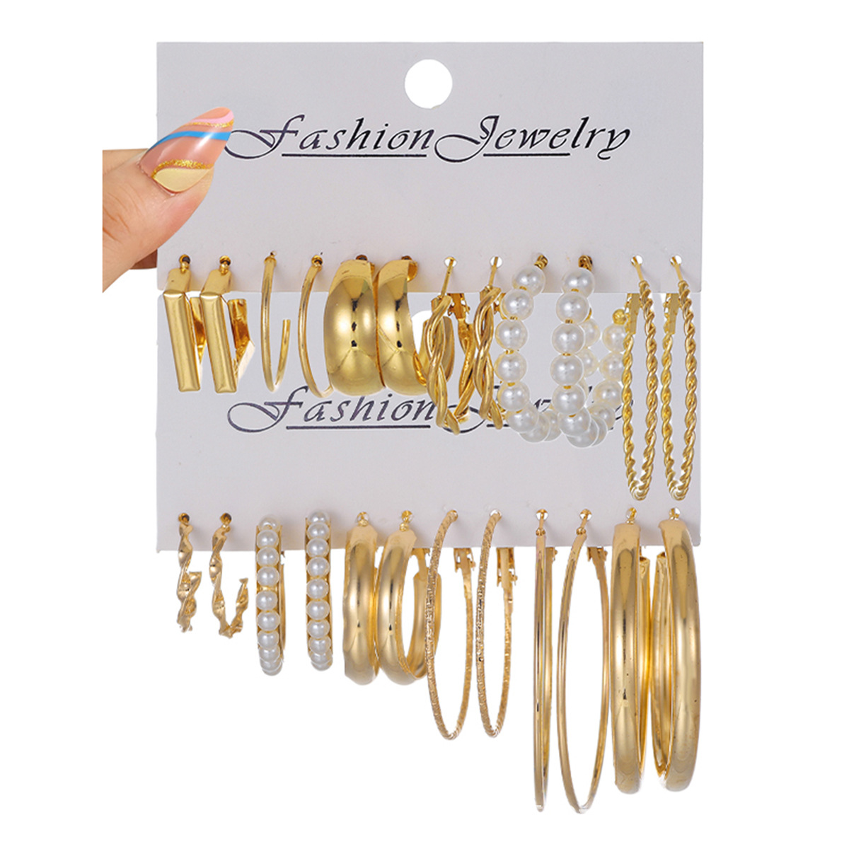 1 Set Elegant Cute Shiny Solid Color Beaded Artificial Pearl Alloy Hoop Earrings display picture 8