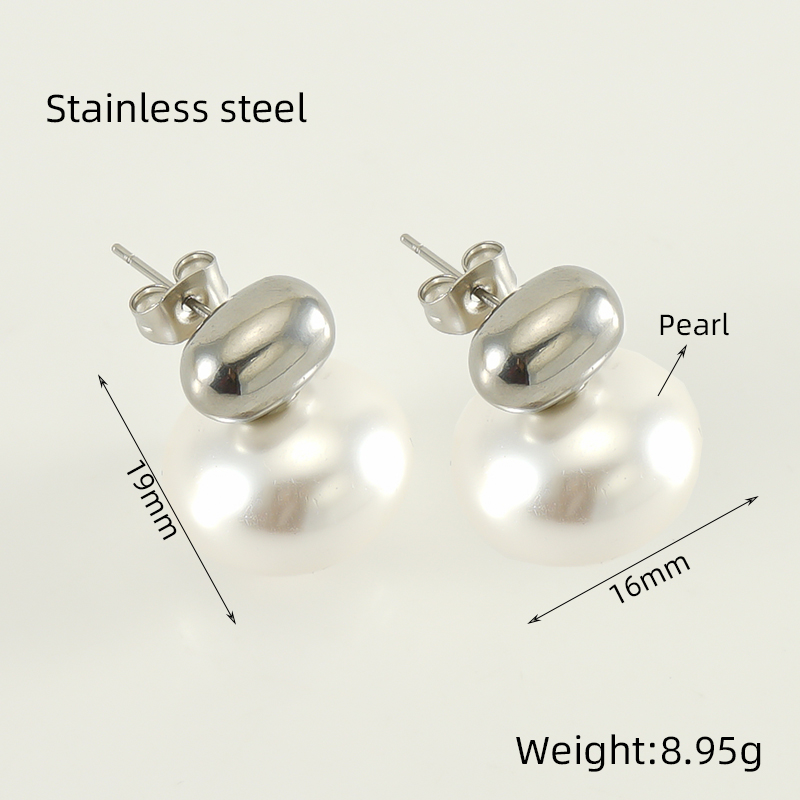 1 Piece Cute Queen Bridal Solid Color Plating Inlay 304 Stainless Steel Pearl 18K Gold Plated Ear Studs display picture 10