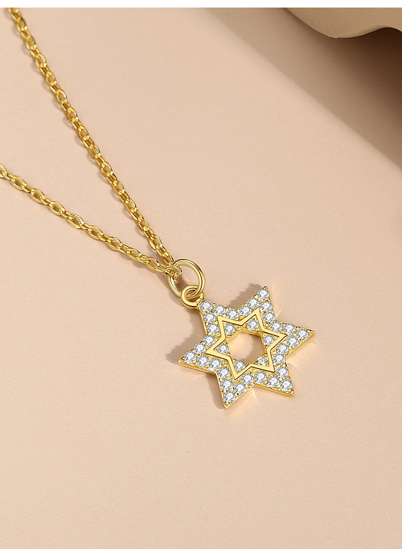Simple Style Star Sterling Silver Plating Inlay Zircon Pendant Necklace display picture 3