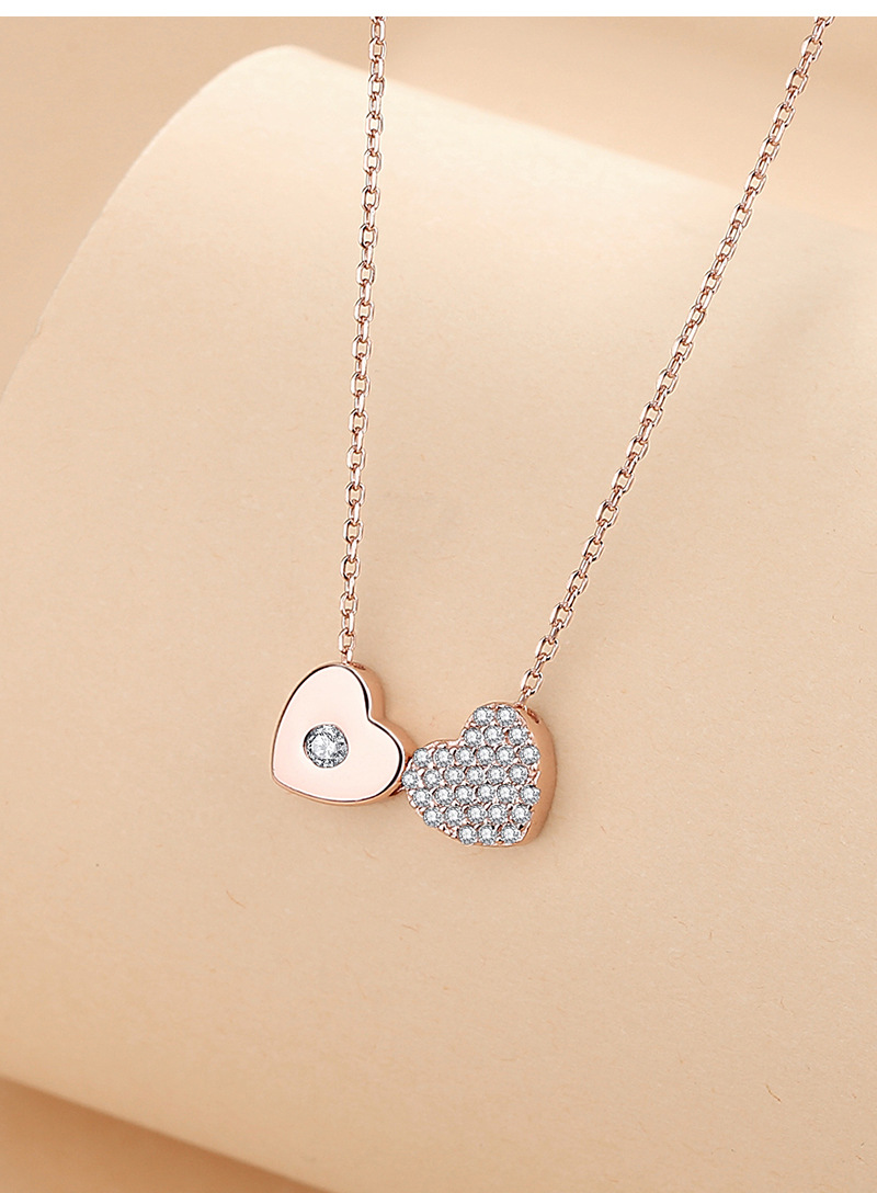 Simple Style Heart Shape Sterling Silver Plating Inlay Zircon Pendant Necklace display picture 2