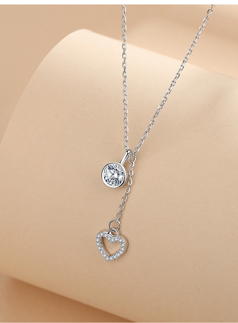 Einfacher Stil Herzform Sterling Silber Überzug Inlay Zirkon Halskette Mit Anhänger display picture 2