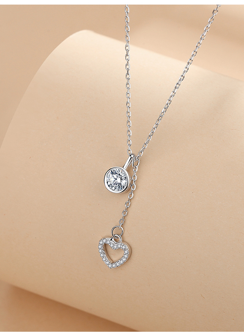 Simple Style Heart Shape Sterling Silver Plating Inlay Zircon Pendant Necklace display picture 2