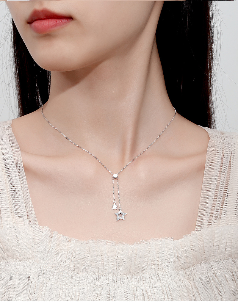 Simple Style Star Sterling Silver Plating Inlay Zircon Pendant Necklace display picture 1