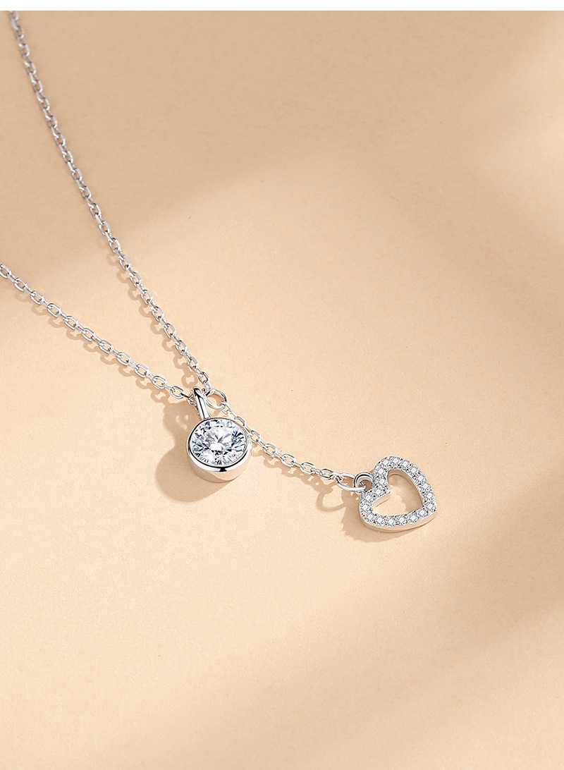 Einfacher Stil Herzform Sterling Silber Überzug Inlay Zirkon Halskette Mit Anhänger display picture 3