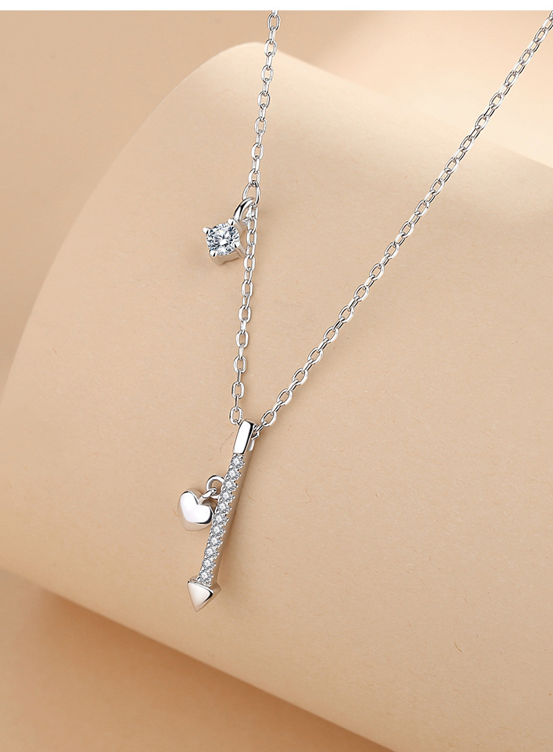 Simple Style Geometric Heart Shape Sterling Silver Plating Inlay Zircon Pendant Necklace display picture 3