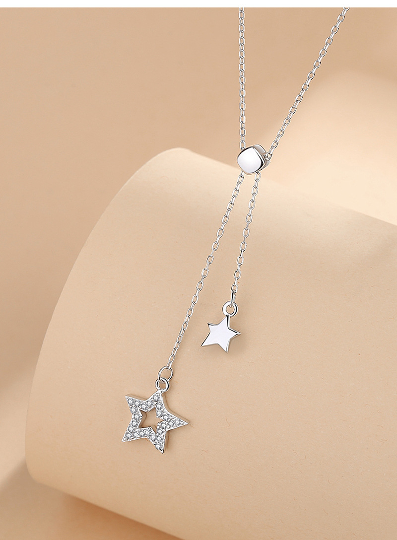Simple Style Star Sterling Silver Plating Inlay Zircon Pendant Necklace display picture 2