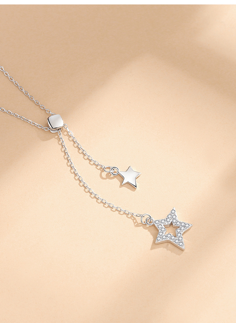 Simple Style Star Sterling Silver Plating Inlay Zircon Pendant Necklace display picture 3