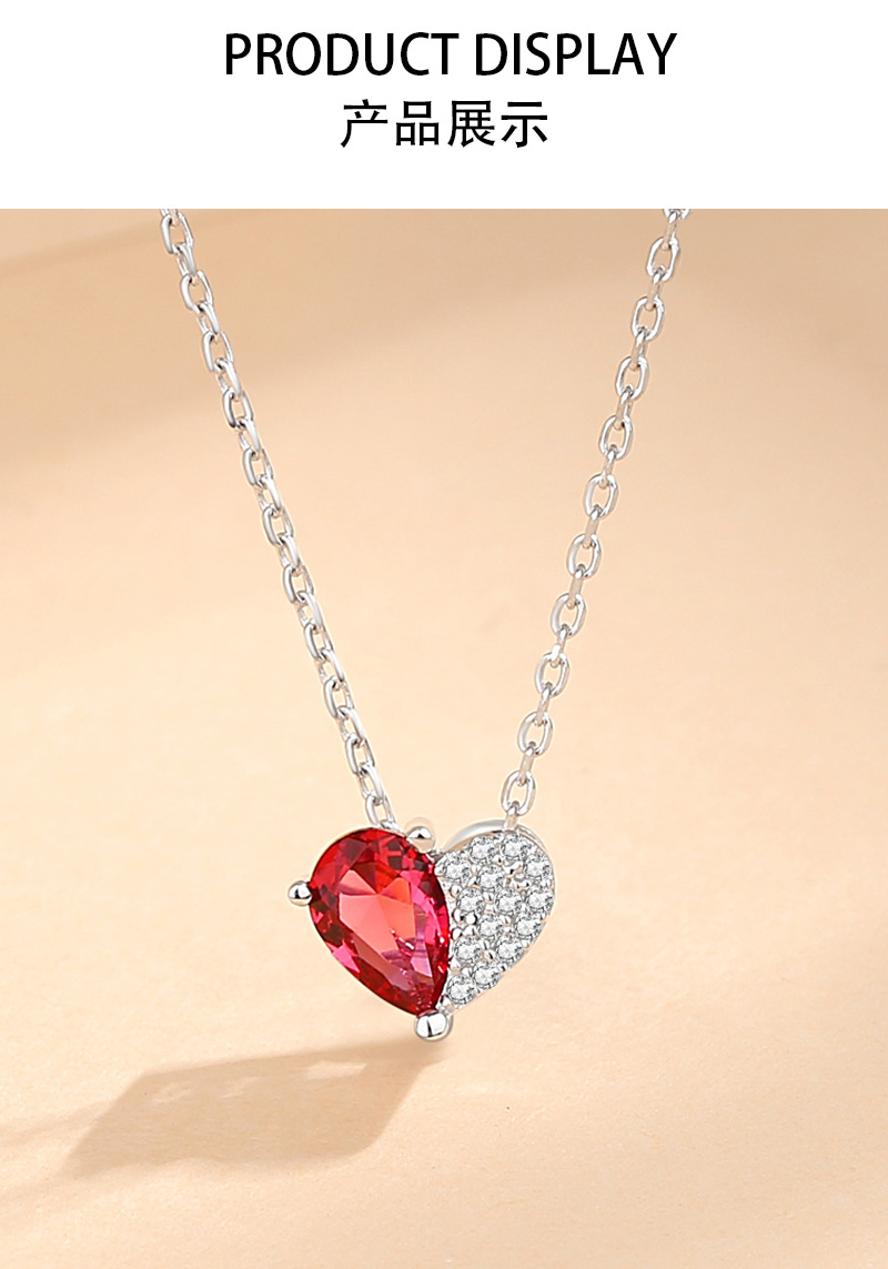 Simple Style Heart Shape Sterling Silver Inlay Zircon Pendant Necklace display picture 1