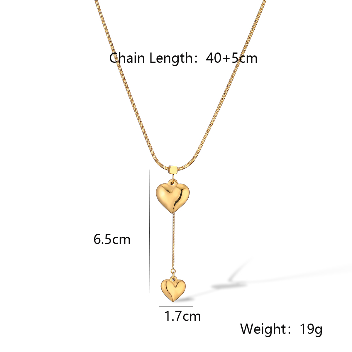 304 Stainless Steel 18K Gold Plated Simple Style Commute Plating Heart Shape Pendant Necklace display picture 1