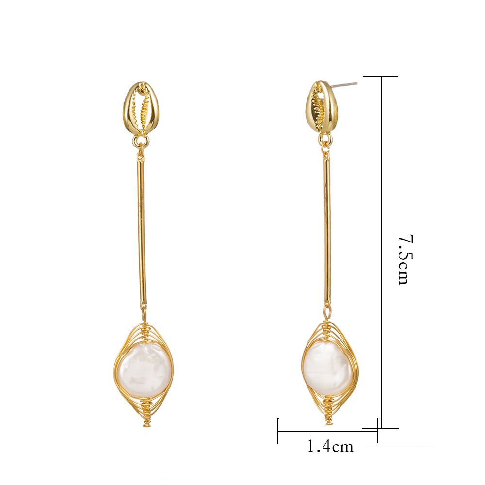 1 Pair Elegant Water Droplets Freshwater Pearl Copper Drop Earrings display picture 1