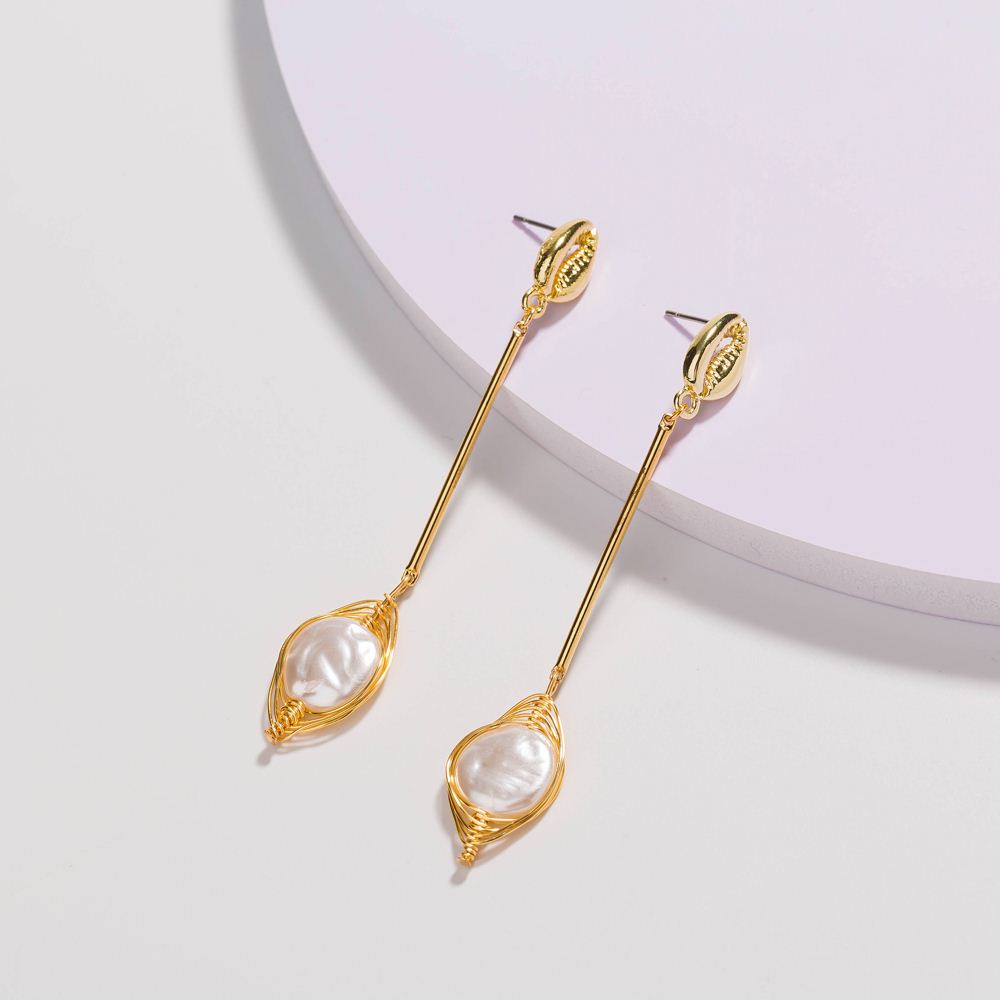 1 Pair Elegant Water Droplets Freshwater Pearl Copper Drop Earrings display picture 3