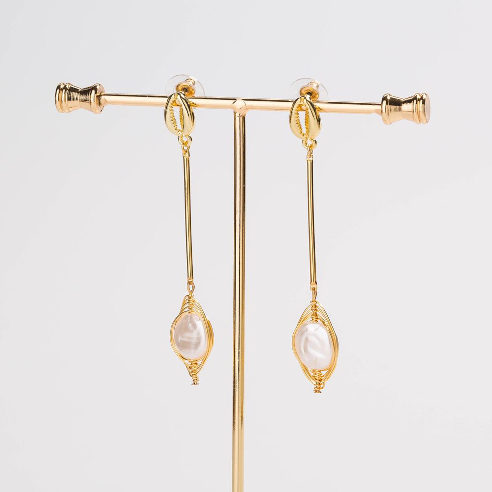 1 Pair Elegant Water Droplets Freshwater Pearl Copper Drop Earrings display picture 5