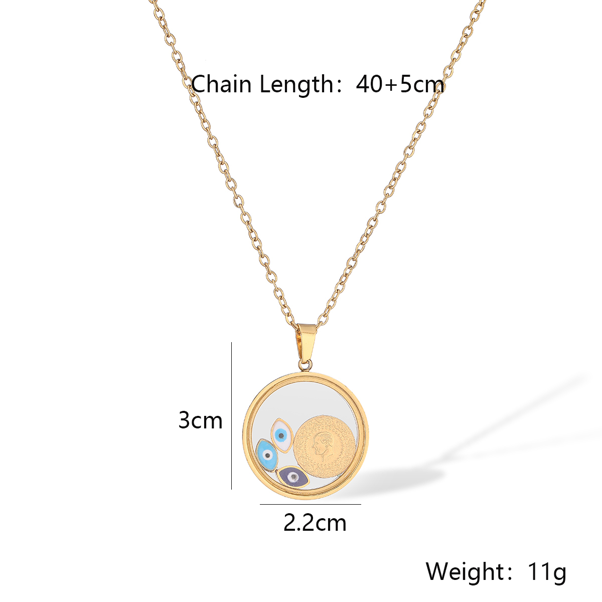304 Stainless Steel Simple Style Commute Plating Devil's Eye Pendant Necklace display picture 1