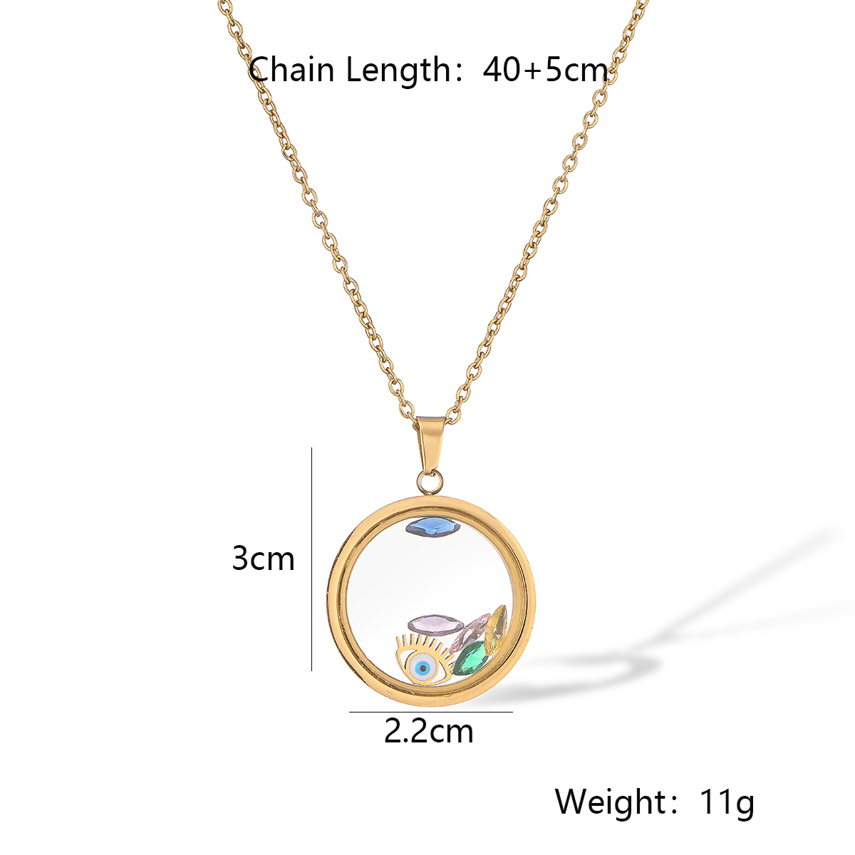 304 Stainless Steel Simple Style Commute Plating Devil's Eye Pendant Necklace display picture 2
