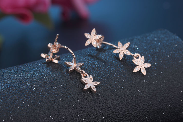 1 Pair Simple Style Classic Style Star Inlay Copper Zircon Ear Studs display picture 6