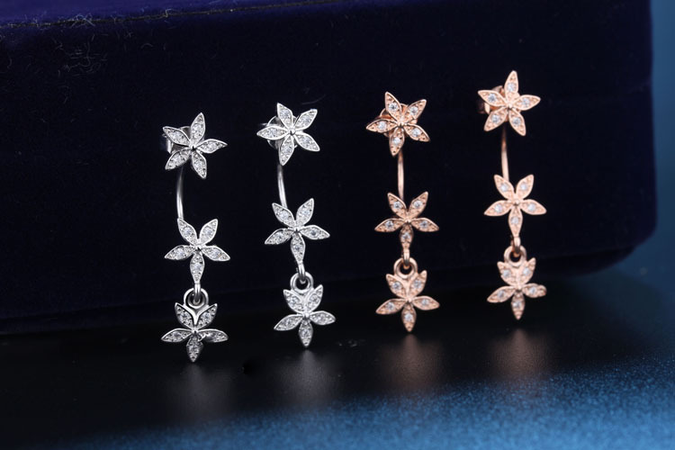 1 Pair Simple Style Classic Style Star Inlay Copper Zircon Ear Studs display picture 7