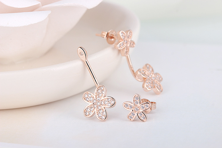 1 Pair Sweet Shiny Flower Inlay Copper Zircon Ear Studs display picture 8