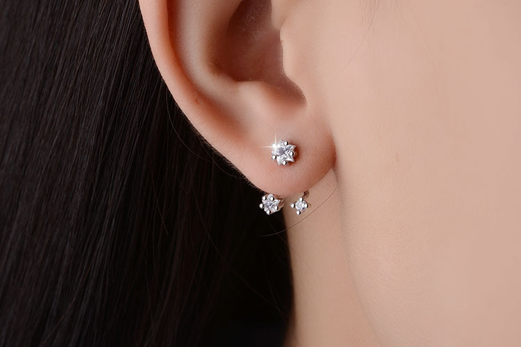 1 Pair Lady Star Inlay Copper Zircon Ear Studs display picture 1