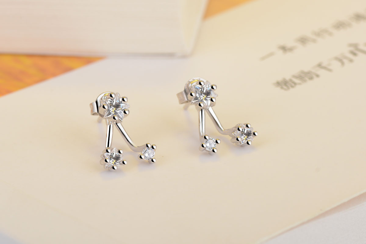 1 Pair Lady Star Inlay Copper Zircon Ear Studs display picture 4