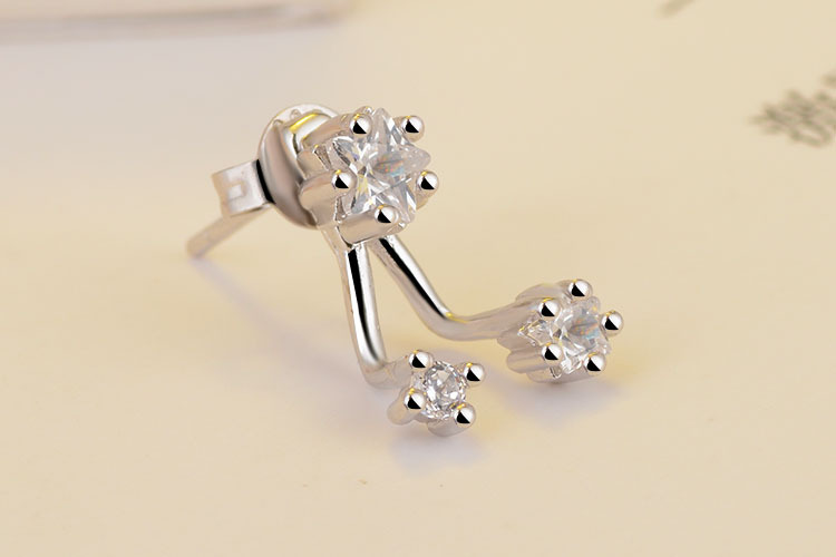 1 Pair Lady Star Inlay Copper Zircon Ear Studs display picture 5