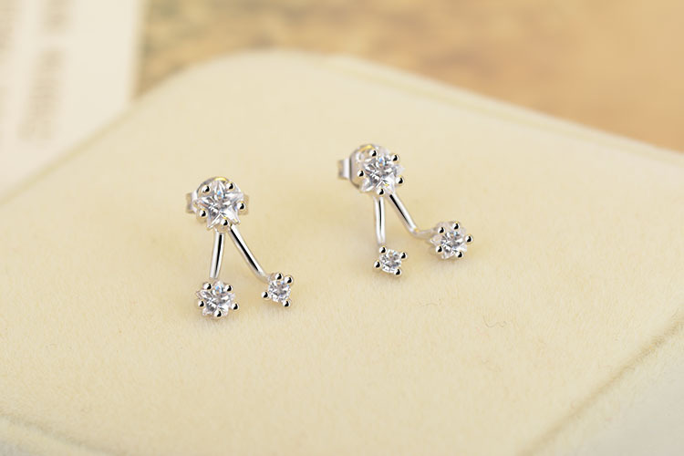 1 Pair Lady Star Inlay Copper Zircon Ear Studs display picture 9