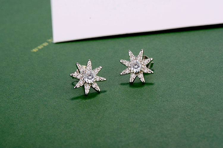 1 Pair Elegant Star Inlay Copper Zircon Ear Studs display picture 11