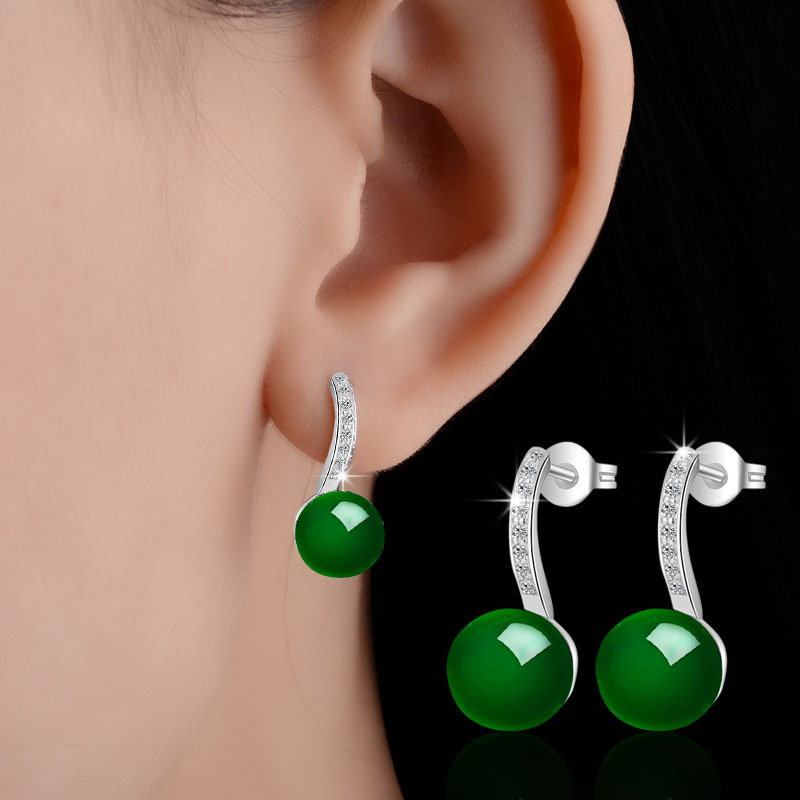 1 Pair Simple Style Round Inlay Copper Agate Zircon Ear Studs display picture 1
