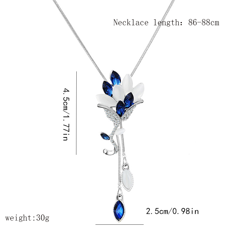 Ig Style Shiny Flower Alloy Copper Plating Inlay Glass Sweater Chain Long Necklace display picture 1