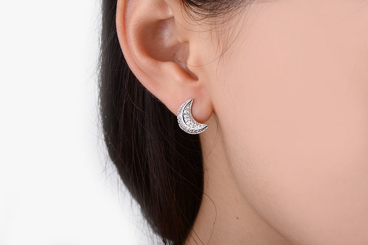 1 Pair IG Style Shiny Star Moon Asymmetrical Inlay Copper Zircon Drop Earrings Ear Studs display picture 3